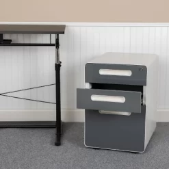 Emma And Oliver Ergonomic 3-Drawer Mobile Locking Filing Cabinet Storage Organizer