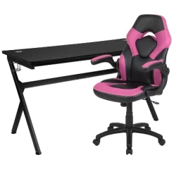 Flash Furniture Gaming Desk And Racing Chair Set With Cup Holder, Headphone Hook And Removable Mouse Pad Top - 2 Wire Management Holes -Furniture Specialty Store GUEST 21061721 8ea3 4916 9136 566bd85fb96d