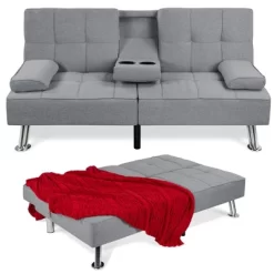 Best Choice Products Modern Linen Convertible Futon Sofa Bed W/ Removable Armrests, Metal Legs, Cupholders 20 Best Choice Products Modern Linen Convertible Futon Sofa Bed W/ Removable Armrests, Metal Legs, Cupholders -Furniture Specialty Store GUEST 2164907c e07c 445d 931a 3c805a038f24