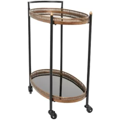 Modern Traditional Metal And Glass Bar Cart Brass - Olivia & May -Furniture Specialty Store GUEST 21b9b847 c344 409c 9326 8eb38b89a1a9