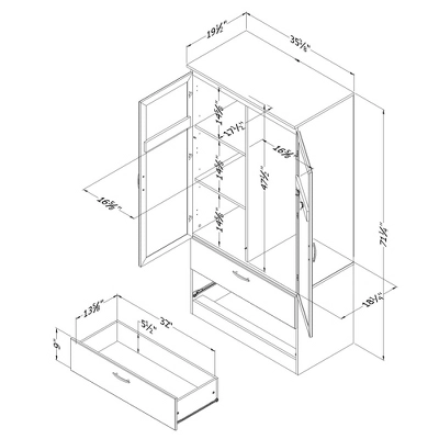 Acapella Wardrobe Armoire - South Shore 5 Acapella Wardrobe Armoire - South Shore - Image 3