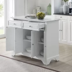 Avery Kitchen Island/Cart Distressed White/White Marble - Crosley -Furniture Specialty Store GUEST 22207682 1dd7 46c2 93e3 e549d094b4a1