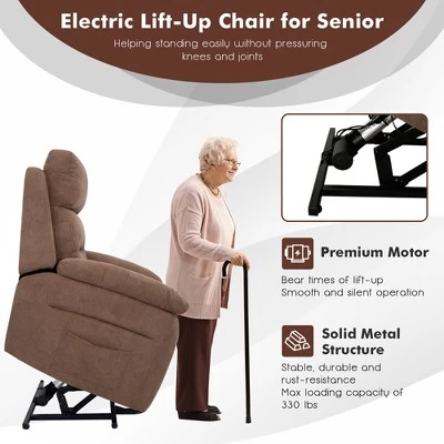 Costway Power Lift Recliner Chair Sofa For Elderly W/ Side Pocket & Remote Control GreyBrown 6 Costway Power Lift Recliner Chair Sofa For Elderly W/ Side Pocket & Remote Control GreyBrown - Image 4