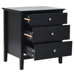 Costway Nightstand Beside End Side Table Accent Table Organizer W/3 Drawers Black -Furniture Specialty Store GUEST 22937a14 79b0 4674 90b1 12d7b1bf7a8e