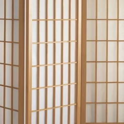 4 Ft. Tall Window Pane Shoji Screen - Natural (3 Panels)