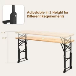Costway 66.5" Outdoor Folding Wood Picnic Table Height Adjustable Metal Frame -Furniture Specialty Store GUEST 237d1140 40c5 4769 b4c6 c6fa473b62cd