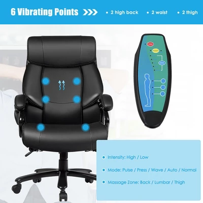 Costway Big & Tall 500lb Massage Office Chair Executive PU Leather Computer Desk Chair Black 10 Costway Big & Tall 500lb Massage Office Chair Executive PU Leather Computer Desk Chair Black - Image 8