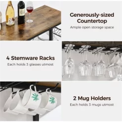 Yaheetech Home Bar Industrial Wine Rack Table With Glass Holder, Wine Bar Cabinet, Rustic Brown 12 Yaheetech Home Bar Industrial Wine Rack Table With Glass Holder, Wine Bar Cabinet, Rustic Brown -Furniture Specialty Store GUEST 239cd0f3 3ae8 4a28 bd46 1dde90cca53a