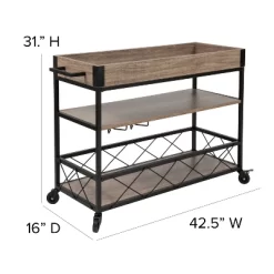 Flash Furniture Buckhead Distressed Light Oak Wood And Iron Kitchen Serving And Bar Cart With Wine Glass Holders -Furniture Specialty Store GUEST 23e63120 9e58 426a 9ada a36cca3692ab