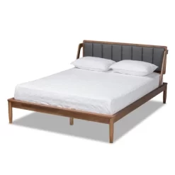 Helsa Mid-Century Modern Platform Bed Walnut/Brown/Gray - Baxton Studio -Furniture Specialty Store GUEST 23fdec29 8629 45d4 a4b1 358af4c92322