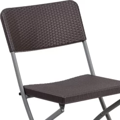 Emma And Oliver 6 Pack Brown Rattan Plastic Folding Chair With Gray Frame - Event Chair -Furniture Specialty Store GUEST 25309532 deb0 4a3e 9d66 0e3276c80a99