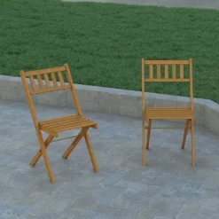 Emma And Oliver Set Of 2 All Natural Weather Resistant Acacia Wood Folding Patio Bistro Chairs In A Natural Finish With Protective Teak Oil Layer -Furniture Specialty Store GUEST 25731ecf 02de 43c2 9994 ed988852dddc