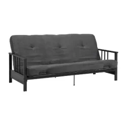 Full Harlow Metal Arm Futon Black/Gray - Room & Joy