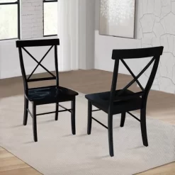 Set Of 2 X Back Chairs With Solid Wood Seats Black - International Concepts -Furniture Specialty Store GUEST 2799d220 1b62 46fa 9b95 07967bebeb96