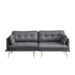 3-Seater Cotton And Linen Upholstered Sofa With Gold Metal Legs - ModernLuxe -Furniture Specialty Store GUEST 27f4a345 b26e 4b4e 83e9 a986f13e97b0