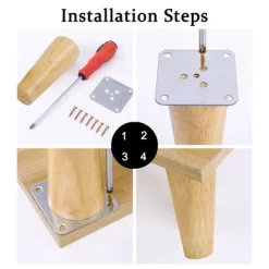 Unique Bargains Wood Furniture Legs Round Solid With Mounting Plate Replacement Feets Set Of 4 -Furniture Specialty Store GUEST 28035d28 b7be 4c75 9ec3 4a0ad0894788