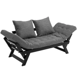 HOMCOM Single Person 3 Position Convertible Chaise Lounger Sofa Bed With 2 Large Pillows And Oak Frame 17 HOMCOM Single Person 3 Position Convertible Chaise Lounger Sofa Bed With 2 Large Pillows And Oak Frame -Furniture Specialty Store GUEST 28ad0994 ced0 4988 a3bb e264d0b6b204