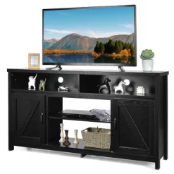 Costway 59'' TV Stand Media Center Console Cabinet W/ Barn Door For TV's 65'' NaturalBlackCoffee -Furniture Specialty Store GUEST 28b8e580 c1c8 4571 b207 01830c142180