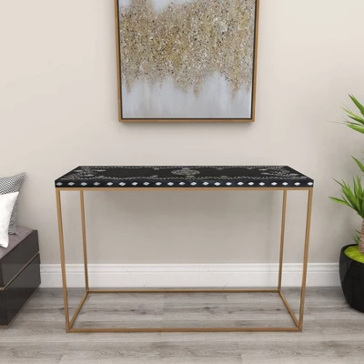 Eclectic Wood Console Table Gold - Olivia & May 19 Eclectic Wood Console Table Gold - Olivia & May - Image 17