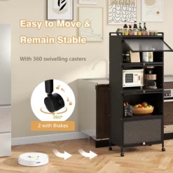 Costway 5-Tier Kitchen Baker's Rack Storage Cabinet Mobile Microwave Stand Flip-up Doors -Furniture Specialty Store GUEST 292a52b7 47b2 4f14 b246 c22b8df21990