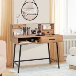 Costway Makeup Vanity Table Computer Writing Desk Storage With Drawer Shelf Industrial 14 Costway Makeup Vanity Table Computer Writing Desk Storage With Drawer Shelf Industrial -Furniture Specialty Store GUEST 29e09e6d 066e 474d b3ea d707246e80d1
