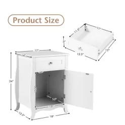 Costway Nightstand With Drawer Cabinet Curved Legs Sofa Side End Accent Table White -Furniture Specialty Store GUEST 2a533373 b3bb 4493 ab14 66d5b957fe5f