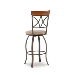 29" Carter Swivel Barstool Metal/Tan/Cherry - Powell Company -Furniture Specialty Store GUEST 2aac3271 cd24 4165 9c19 1d59329374f6