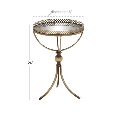 Metal And Glass Round Pedestal Table Gold - Olivia & May 7 Metal And Glass Round Pedestal Table Gold - Olivia & May - Image 5