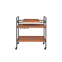 Oaken Serving Cart Honey Oak/Black - Acme Furniture