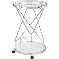Studio 55D Page 29 1/2" High Glass And Chrome Rolling Serving Bar Cart -Furniture Specialty Store GUEST 2b385dcf c067 4636 bcd5 ec5d0247f08d