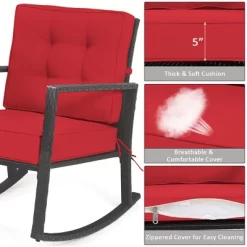 Costway Patio Rattan Rocker Chair Outdoor Glider Wicker Rocking Chair Cushion Lawn Red 14 Costway Patio Rattan Rocker Chair Outdoor Glider Wicker Rocking Chair Cushion Lawn Red -Furniture Specialty Store GUEST 2b40327d 3885 4844 bbb7 322add0a6d91