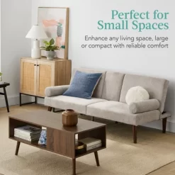 Best Choice Products Fabric Upholstered Convertible Futon W/ Rounded Armrests, Wooden Legs, 2 Cupholders -Furniture Specialty Store GUEST 2bd950b3 6cec 4548 b2ac e4bd4197632e