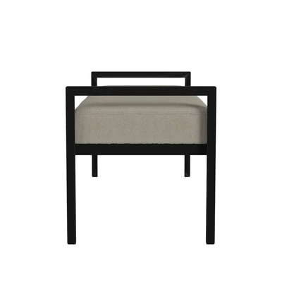 Modern Metal Bench Fawn Velvet - HomePop 4 Modern Metal Bench Fawn Velvet - HomePop - Image 2