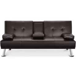 Yaheetech Convertible Faux Leather Sofa Bed Futon With Armrest -Furniture Specialty Store GUEST 2caf6858 2118 4b47 a105 5c38e5bf3ea9