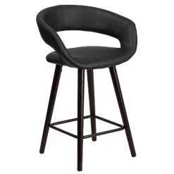 Flash Furniture Brynn Series 24'' High Contemporary Vinyl Rounded Back Counter Height Stool With Cappuccino Wood Frame -Furniture Specialty Store GUEST 2d3c0955 be9a 4b1d 90b1 9a1bac7a1f7c
