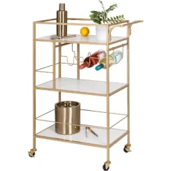 Honey-Can-Do 3 Tier Bar Cart Gold/White