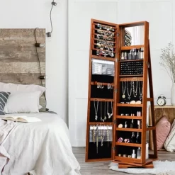 Costway 360degree Rotatable Jewelry Cabinet 2-in-1 Lockable Mirrored Organizer -Furniture Specialty Store GUEST 2da5d1b7 864c 4421 9cef 544d543c411f