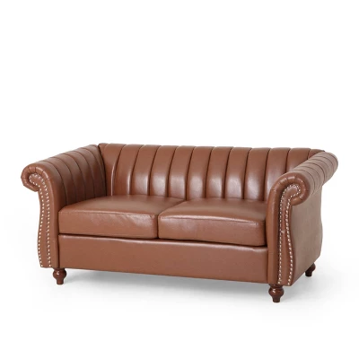 Glenmont Contemporary Channel Stitch Loveseat With Nailhead Trim - Christopher Knight Home 10 Glenmont Contemporary Channel Stitch Loveseat With Nailhead Trim - Christopher Knight Home - Image 8
