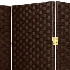 7 Ft. Tall Woven Fiber Room Divider - Dark Mocha (3 Panels)