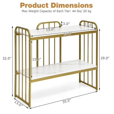 Costway 2-Tier Console Table Modern Buffet Serving Table Storage Shelf For Entryway 9 Costway 2-Tier Console Table Modern Buffet Serving Table Storage Shelf For Entryway - Image 7