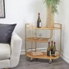 Contemporary Metal And Wood Bar Cart Gold - Olivia & May -Furniture Specialty Store GUEST 2eea8fea 5846 422d be3a fea71b26ff71