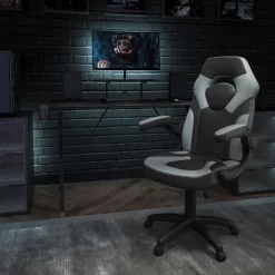 Emma And Oliver Gaming Desk & Chair Set With Cup Holder, Headphone Hook, And Monitor Stand