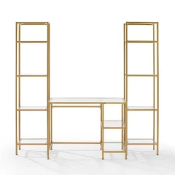 3pc Aimee Desk And Etagere Set Soft Gold - Crosley -Furniture Specialty Store GUEST 30512f56 ba66 4561 8a39 05a01bd419f0
