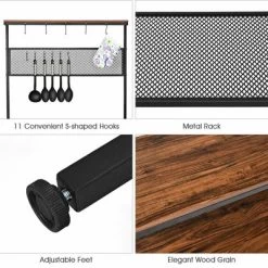 Costway 4-Tier Kitchen Bakers Rack Microwave Oven Stand Industrial W/Hooks & Mesh Panel -Furniture Specialty Store GUEST 305d9aea b7a1 4f51 93bb 610ac3d83c4d