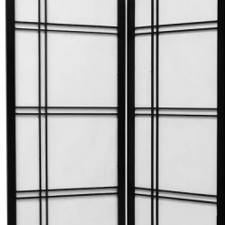 6 Ft. Tall Double Cross Shoji Screen - Black (3 Panels)
