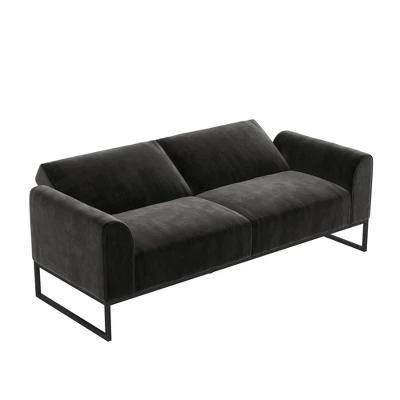 Adley Velvet Fabric Coil Futon With Metal Base - CosmoLiving By Cosmopolitan 5 Adley Velvet Fabric Coil Futon With Metal Base - CosmoLiving By Cosmopolitan - Image 3
