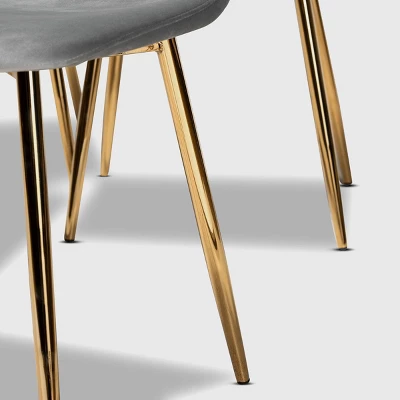 Set Of 4 Elyse Velvet Upholstered Metal Dining Chairs - Baxton Studio 5 Set Of 4 Elyse Velvet Upholstered Metal Dining Chairs - Baxton Studio - Image 3