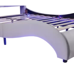 Upholstered Faux Leather Platform Bed With LED Light Bed Frame With Slatted-ModernLuxe -Furniture Specialty Store GUEST 3146d443 5bec 462f 911a 9f932b8c26a6