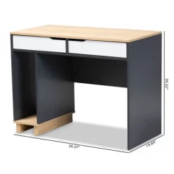 Reed 2 Drawer Wood Computer Desk - Gray/White - Baxton Studio -Furniture Specialty Store GUEST 3196d1c5 6531 4f51 b1de 83a1acb37c90