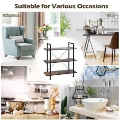 Costway 3-Tier Bookshelf Industrial Bookcase Display Shelf Storage Rack Rustic Brown -Furniture Specialty Store GUEST 323de3a7 9b6c 493c 8831 af3bb0b5bada